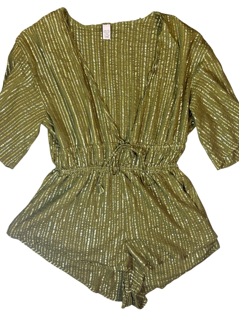 Victoria’s Secret Metallic Gold Stripe Boho Romper XL
